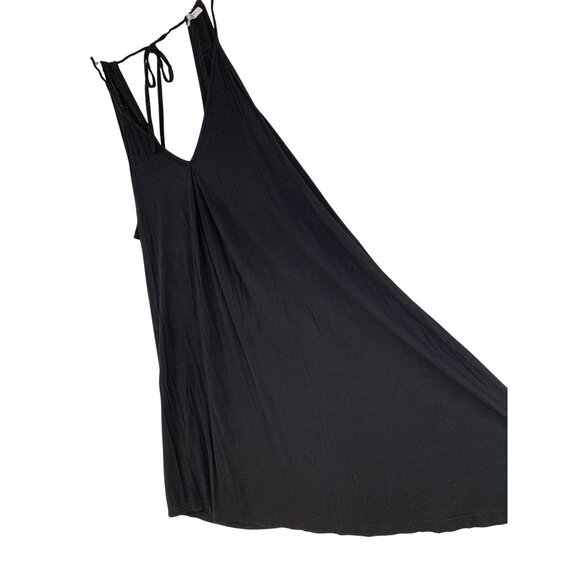 Black Ekouaer Sleeveless A-Line Halter Dress V-Neck  L/XL RZ10411 GUC Lounge - Picture 1 of 9